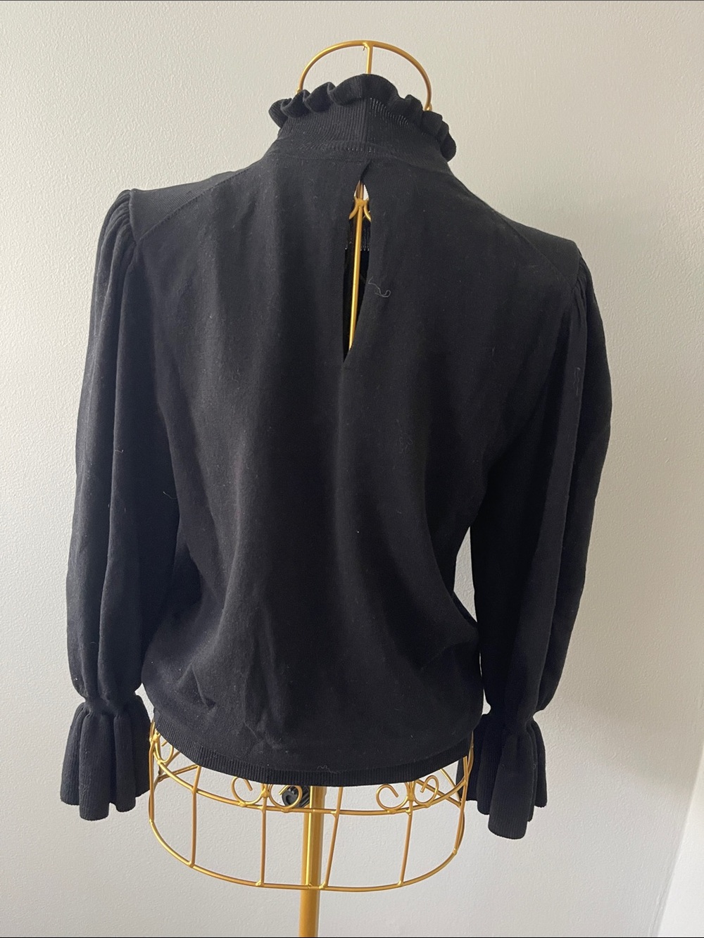 ba&sh Black Ruffle Mock-Neck Sweater - Picture 2 of 3